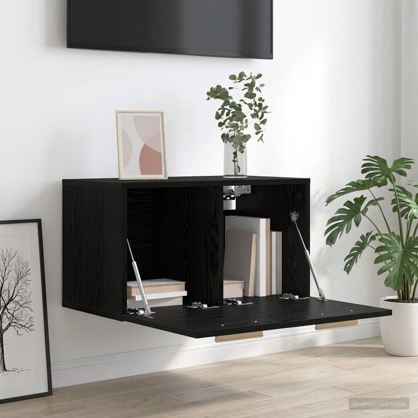 vidaXL Wall Cabinet Black oak 60 x 36.5 x 35 cm Engineered Wood
