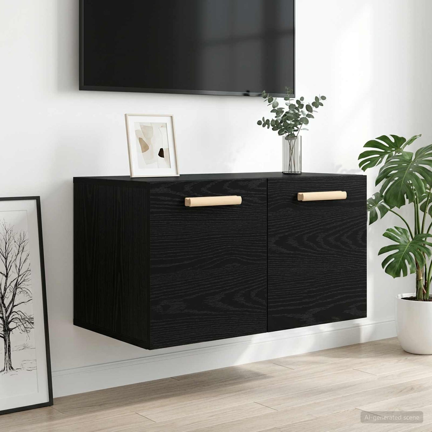vidaXL Wall Cabinet Black oak 60 x 36.5 x 35 cm Engineered Wood