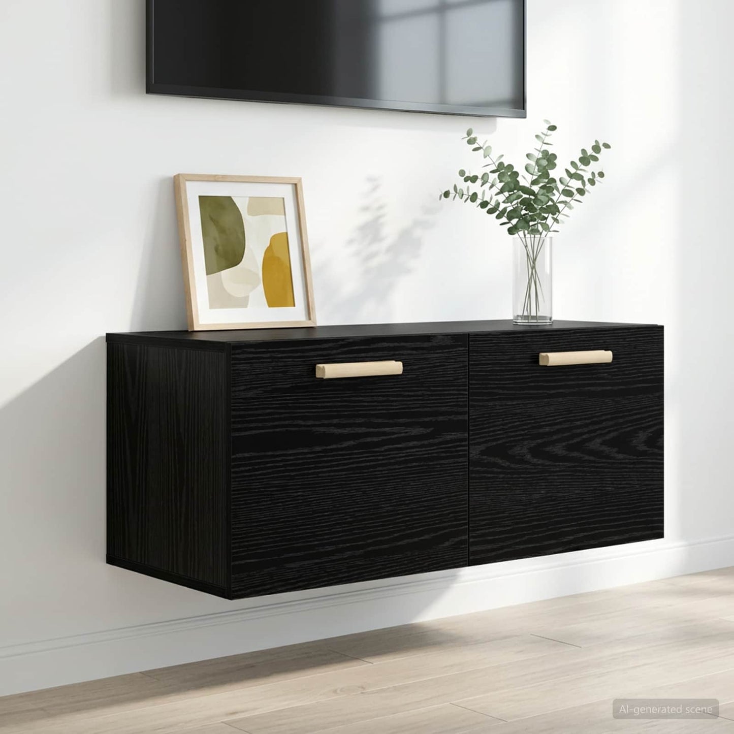 vidaXL Wall Cabinet Wall-Mounted Black oak 80 x 36.5 x 35 cm
