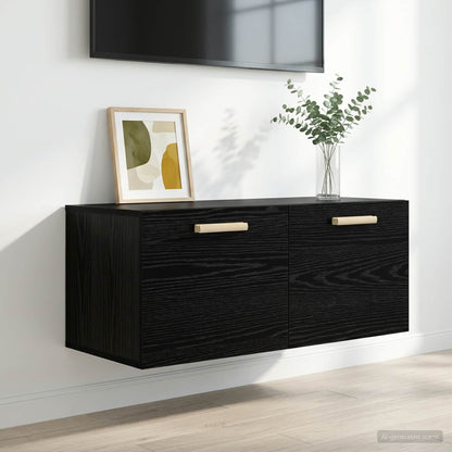 vidaXL Wall Cabinet Wall-Mounted Black oak 80 x 36.5 x 35 cm