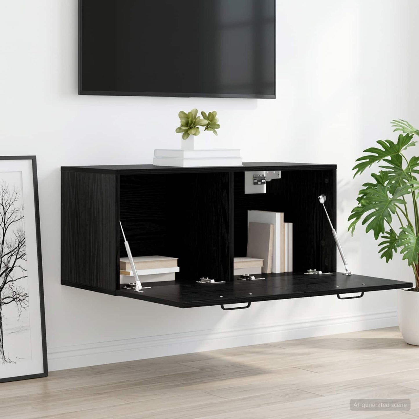 vidaXL Wall Cabinet Wall-Mounted Black oak 80 x 36.5 x 35 cm