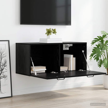 vidaXL Wall Cabinet Wall-Mounted Black oak 80 x 36.5 x 35 cm