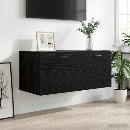 vidaXL Wall Cabinet Wall-Mounted Black oak 80 x 36.5 x 35 cm