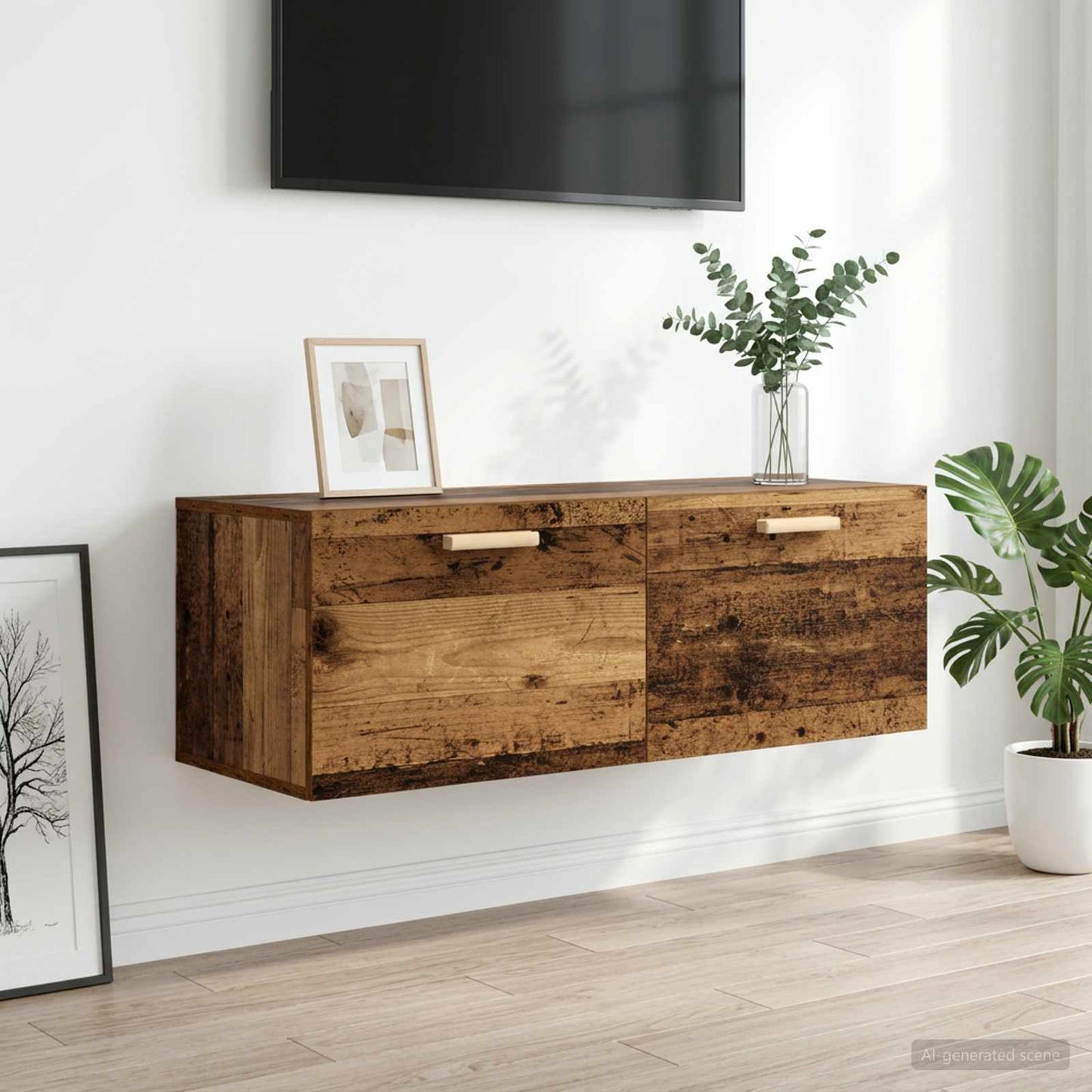 vidaXL Wall Cabinet Old wood 100 x 36.5 x 35 cm Engineered Wood