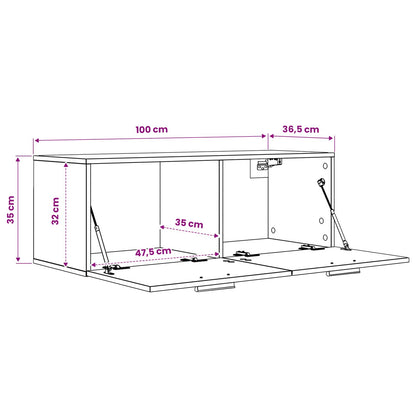 vidaXL Wall Cabinet Old wood 100 x 36.5 x 35 cm Engineered Wood