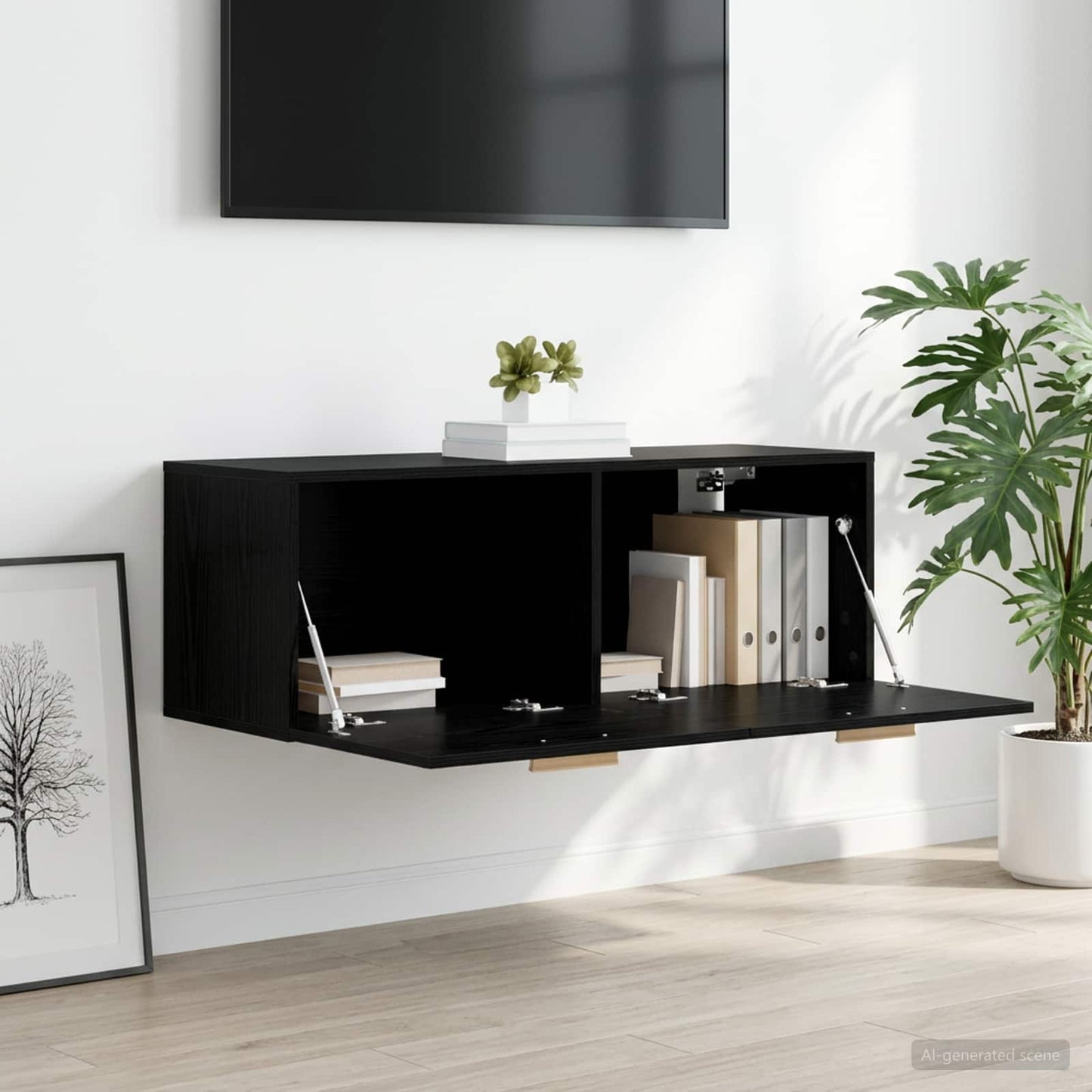 vidaXL Wall Cabinet Black oak 100 x 36.5 x 35 cm Engineered Wood