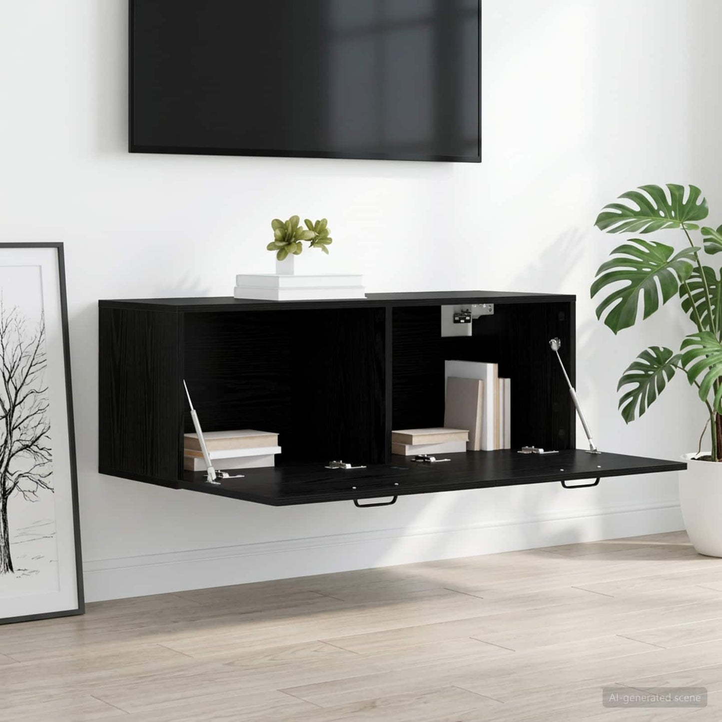 vidaXL Wall Cabinet Black oak 100 x 36.5 x 35 cm Engineered Wood