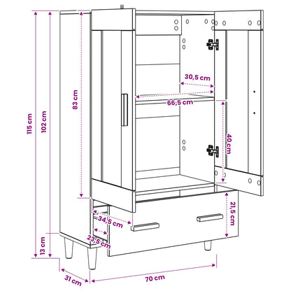 vidaXL Highboard Old Wood 70 x 31 x 115 cm Engineered Wood