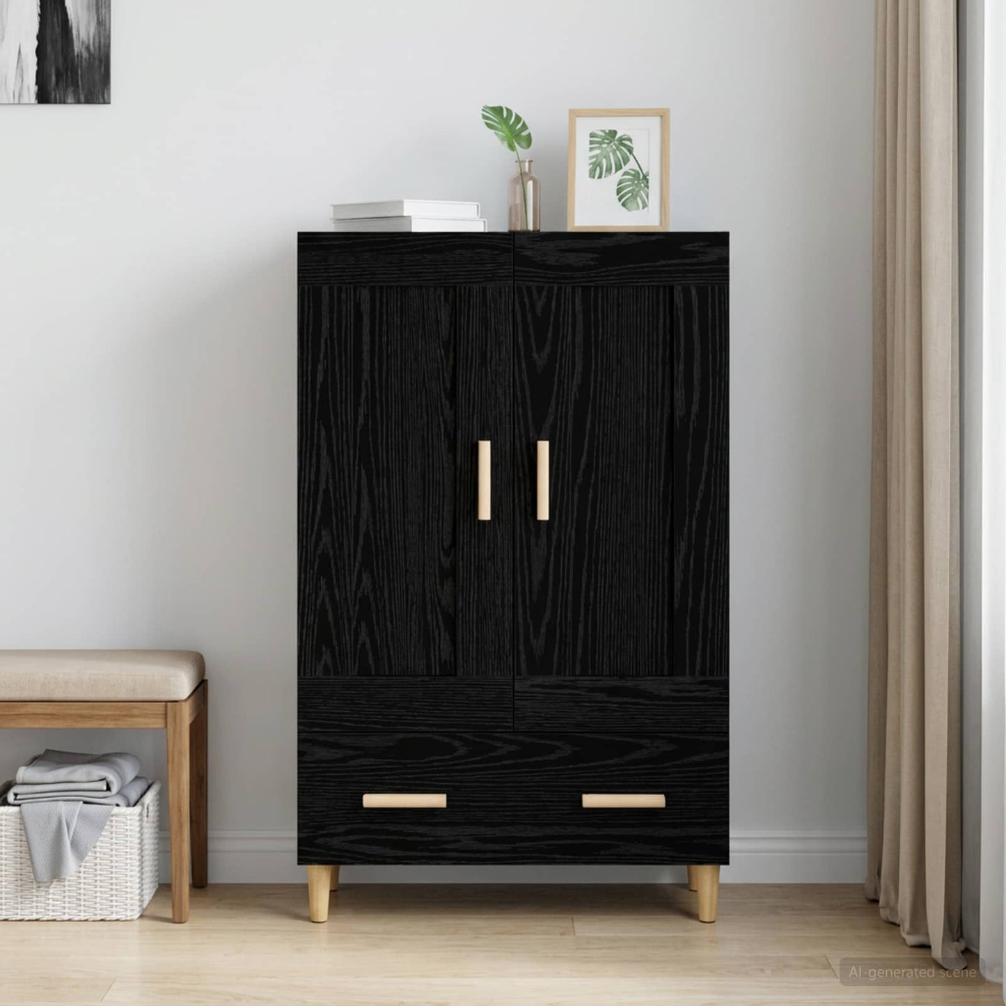 vidaXL Highboard Black Oak 70 x 31 x 115 cm Engineered Wood