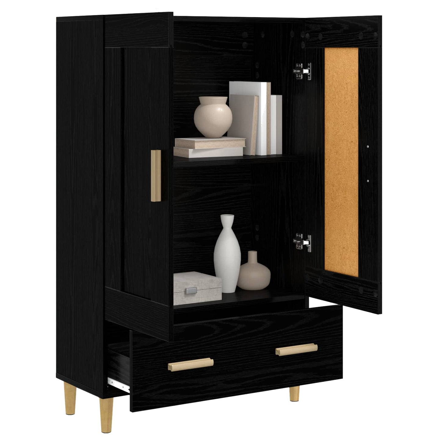 vidaXL Highboard Black Oak 70 x 31 x 115 cm Engineered Wood