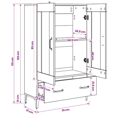 vidaXL Highboard Old Wood 70 x 31 x 115 cm Engineered Wood