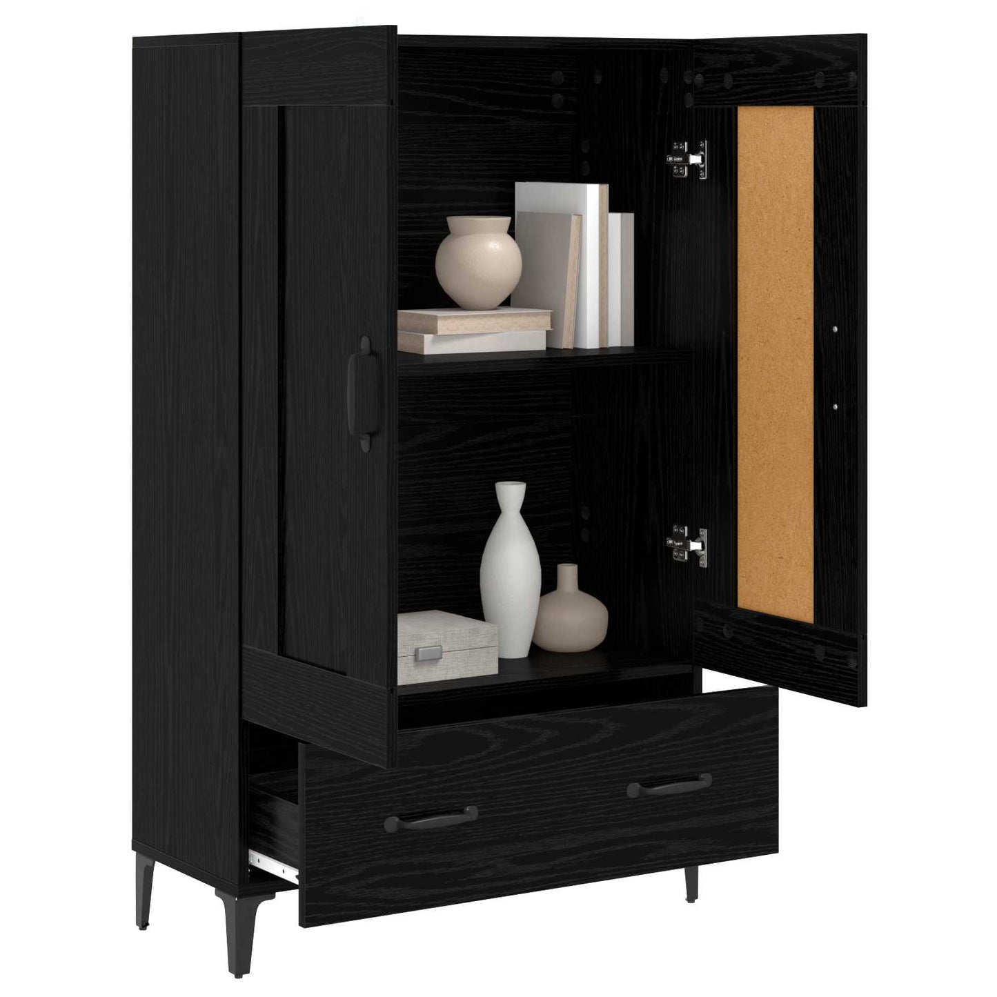 vidaXL Highboard Black Oak 70 x 31 x 115 cm Engineered Wood