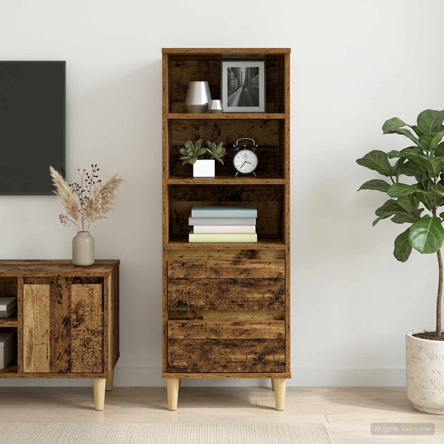 vidaXL Highboard Old Wood 40 x 36 x 110 cm Engineered Wood