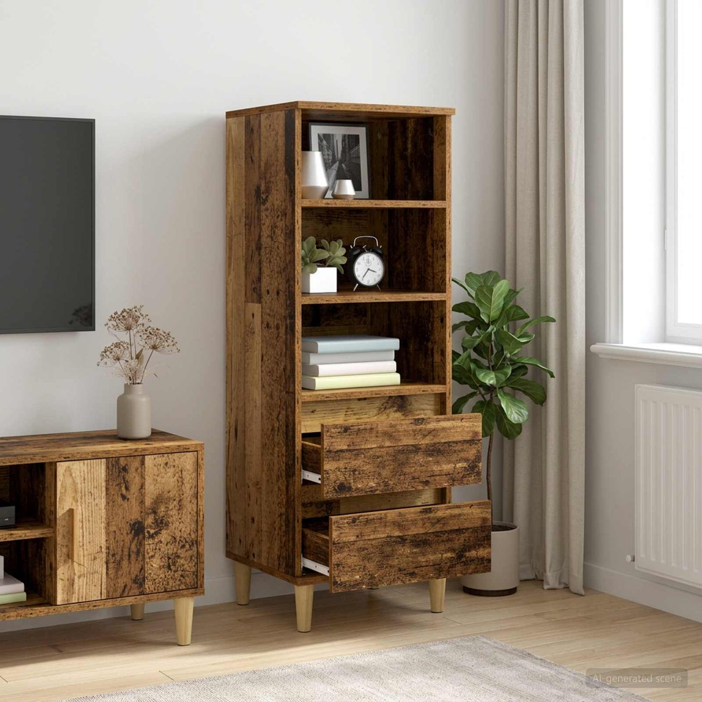 vidaXL Highboard Old Wood 40 x 36 x 110 cm Engineered Wood