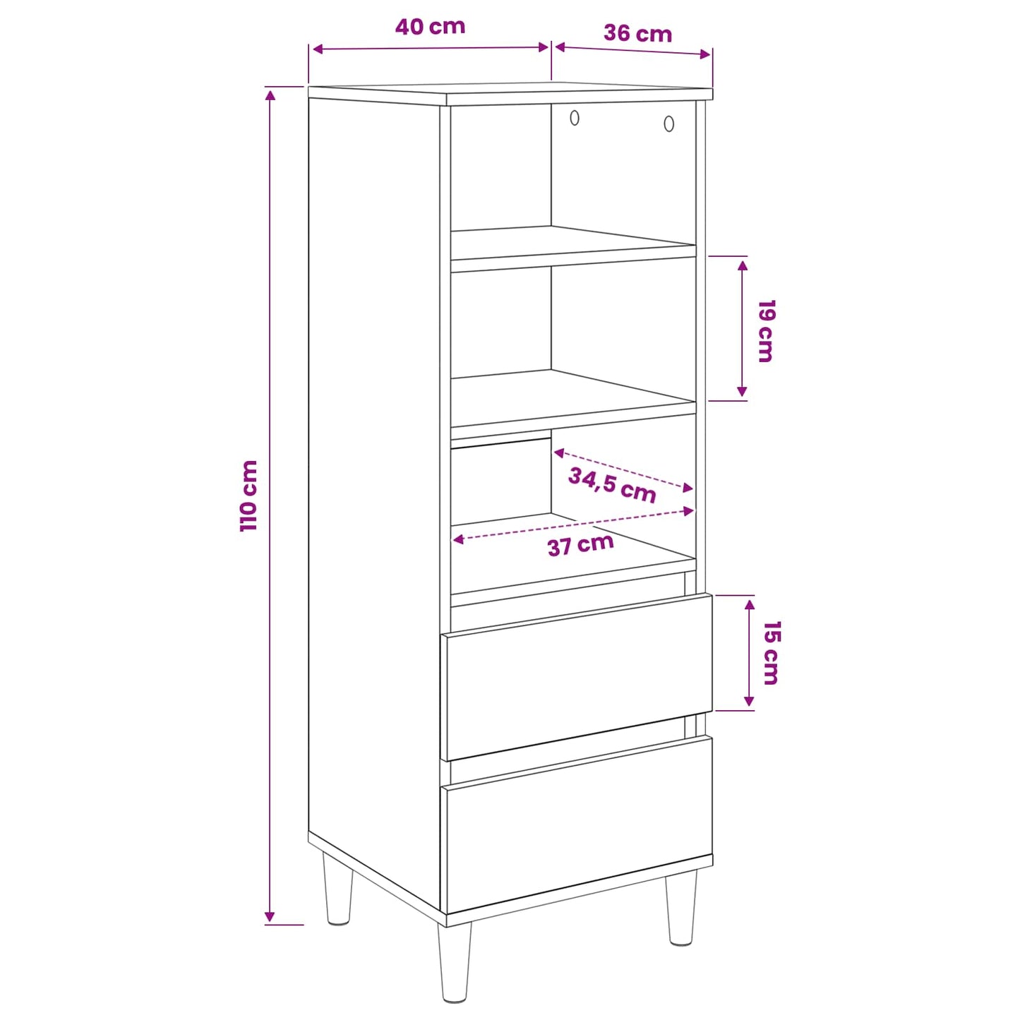 vidaXL Highboard Old Wood 40 x 36 x 110 cm Engineered Wood