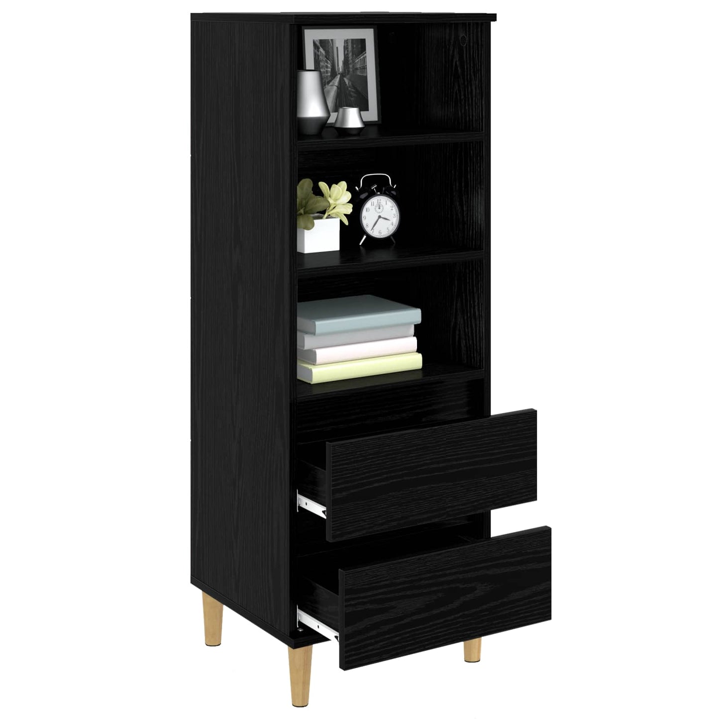 vidaXL Highboard Black Oak 40 x 36 x 110 cm Engineered Wood