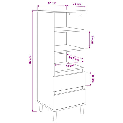 vidaXL Highboard Black Oak 40 x 36 x 110 cm Engineered Wood