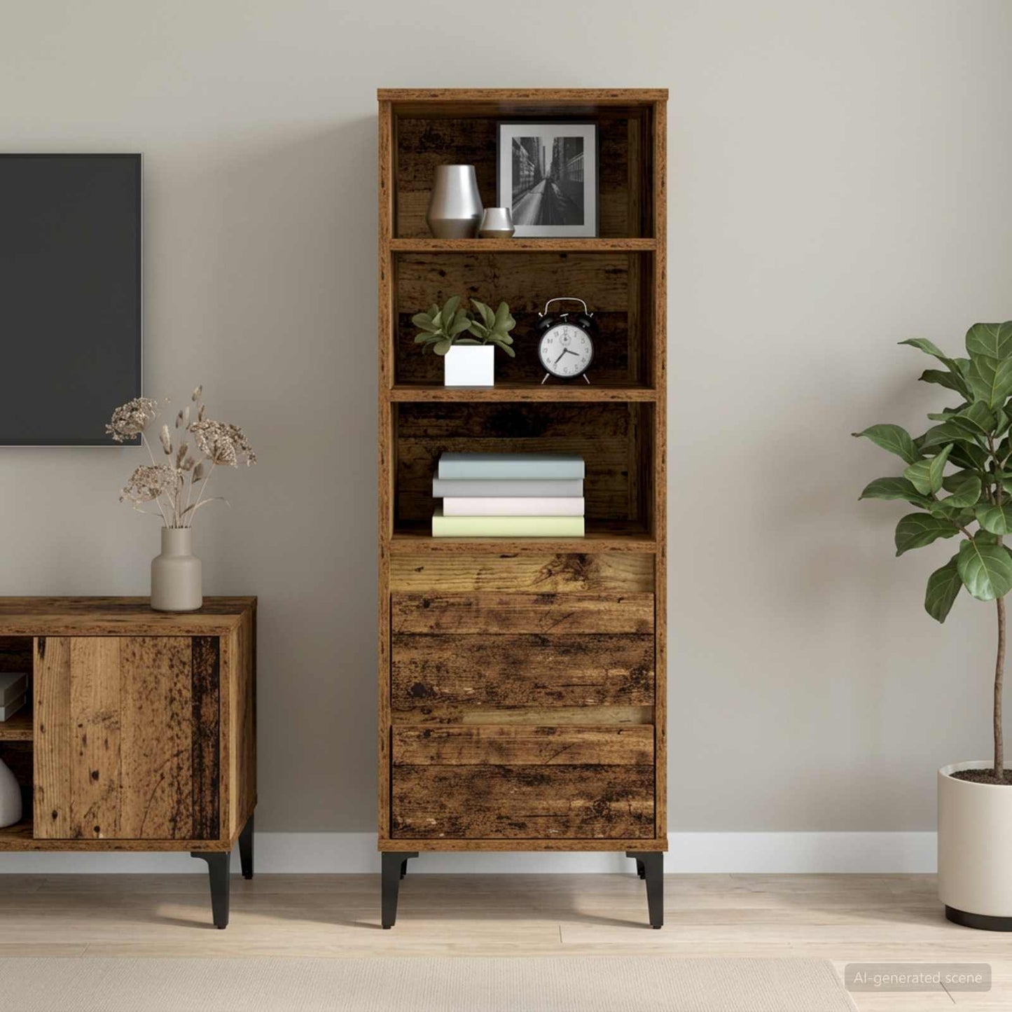 vidaXL Highboard Old Wood 40 x 36 x 110 cm Engineered Wood