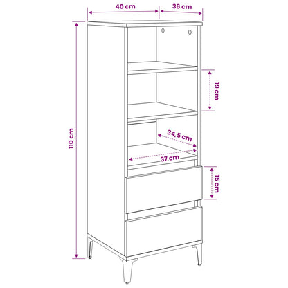 vidaXL Highboard Old Wood 40 x 36 x 110 cm Engineered Wood