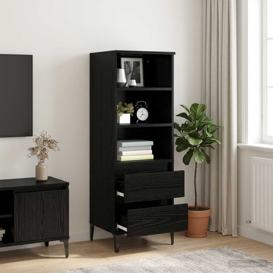 vidaXL Highboard Black Oak 40 x 36 x 110 cm Engineered Wood