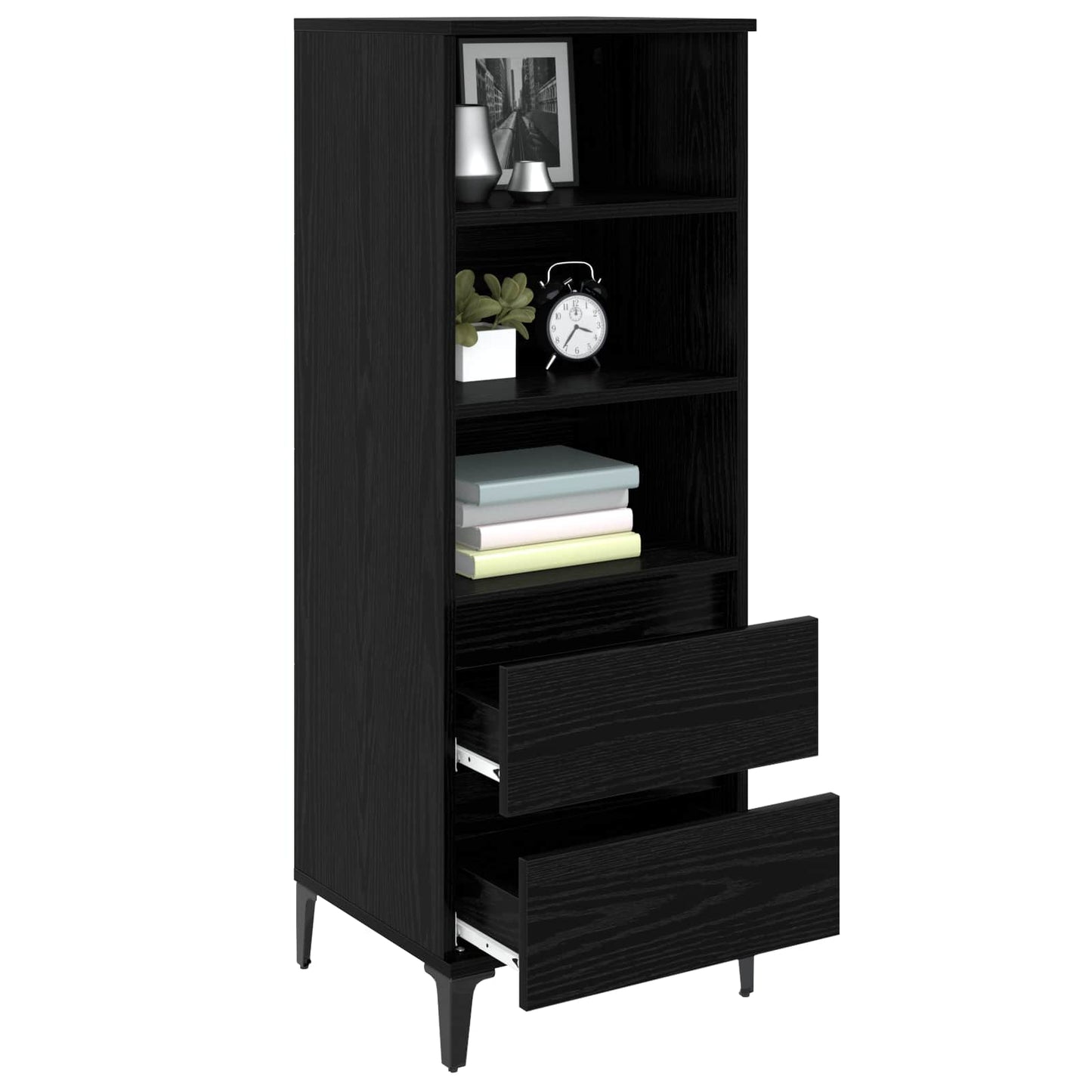 vidaXL Highboard Black Oak 40 x 36 x 110 cm Engineered Wood