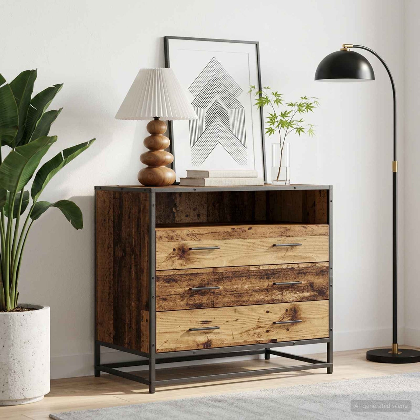 vidaXL Drawer Cabinet 3-Drawer Old wood 70 x 41 x 70 cm