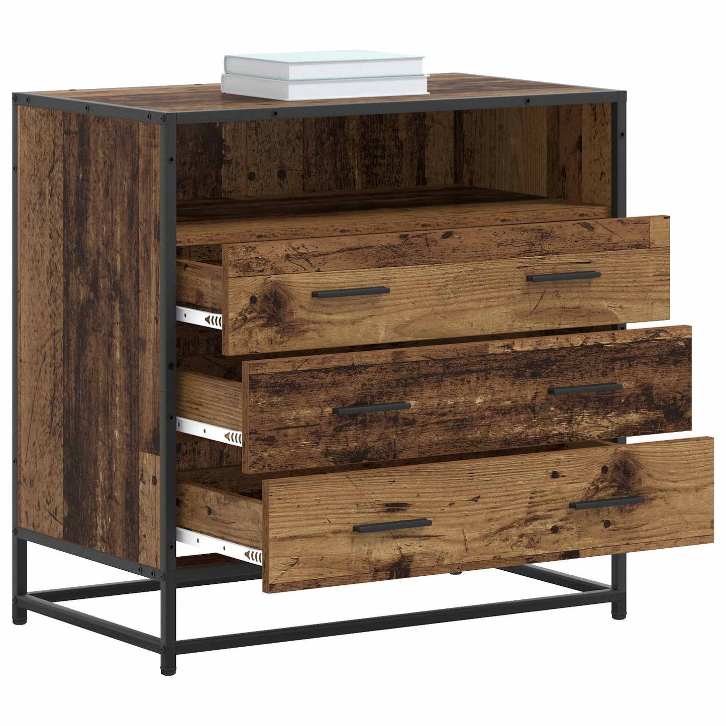 vidaXL Drawer Cabinet 3-Drawer Old wood 70 x 41 x 70 cm
