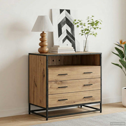 vidaXL Drawer Cabinet 3-Drawer Artisan oak 70 x 41 x 70 cm