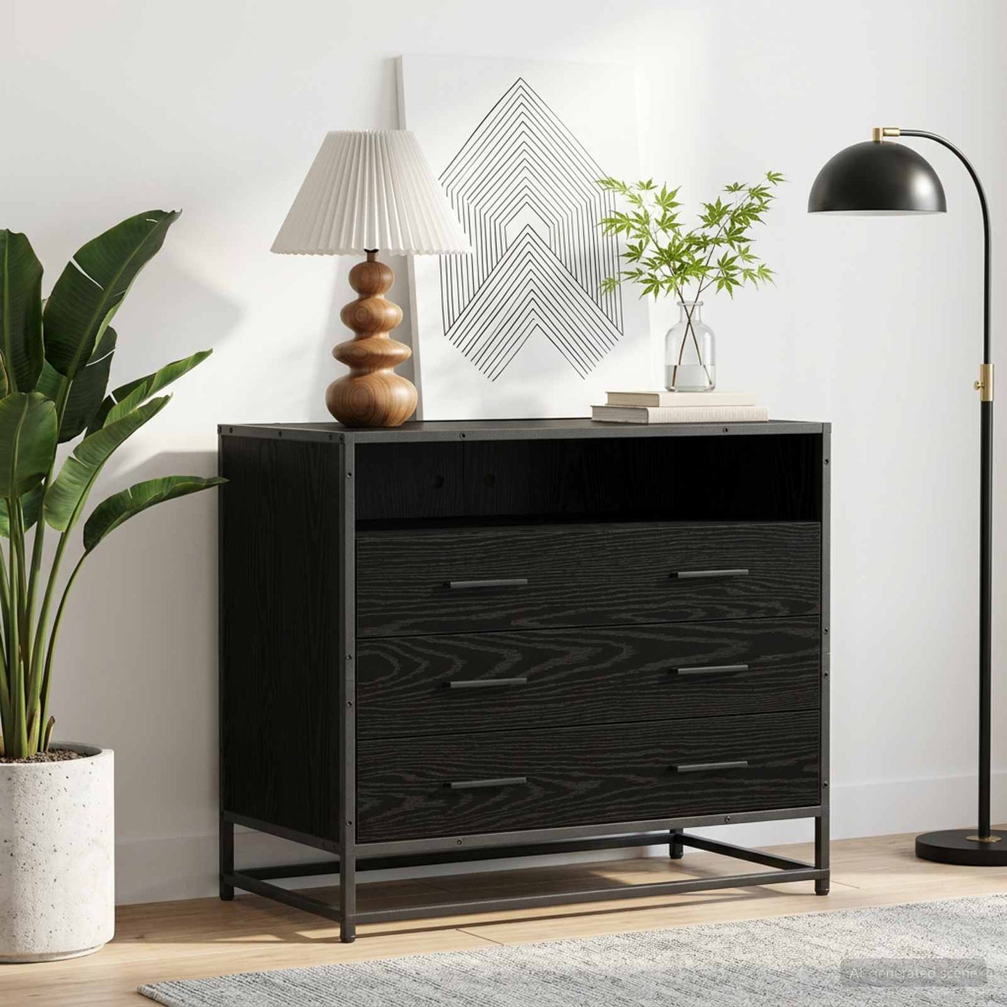 vidaXL Drawer Cabinet 3-Drawer Black oak 70 x 41 x 70 cm