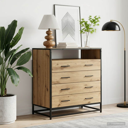 vidaXL Drawer Cabinet 4-Drawer Artisan oak 70 x 41 x 83.5 cm
