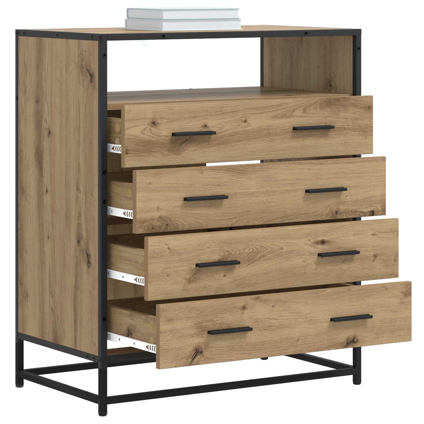vidaXL Drawer Cabinet 4-Drawer Artisan oak 70 x 41 x 83.5 cm