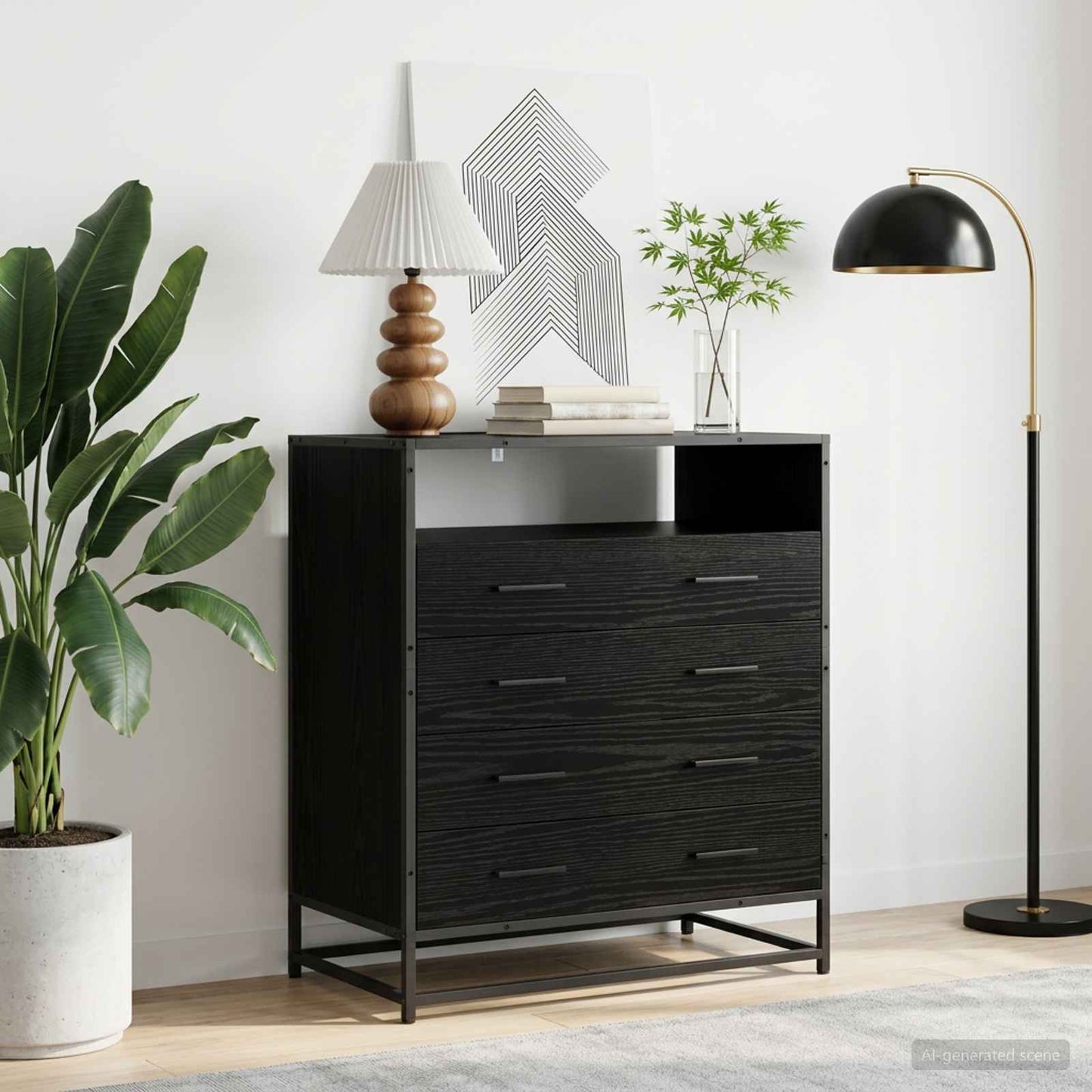 vidaXL Drawer Cabinet 4-Drawer Black oak 70 x 41 x 83.5 cm