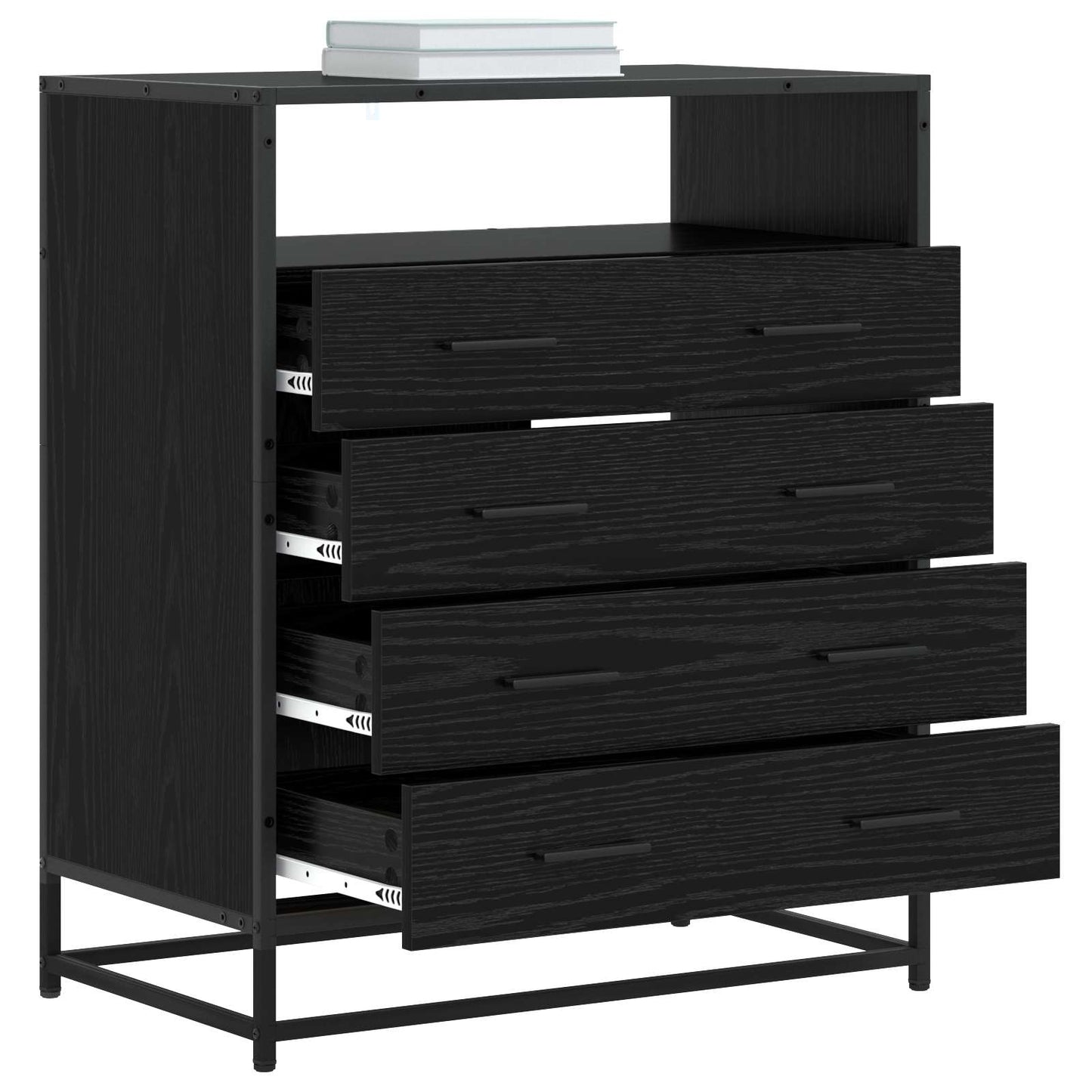 vidaXL Drawer Cabinet 4-Drawer Black oak 70 x 41 x 83.5 cm