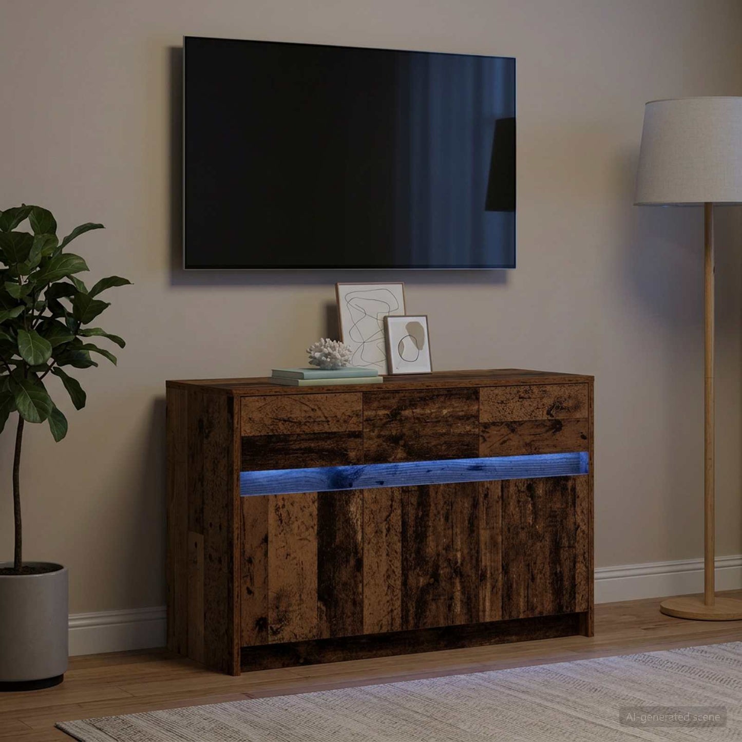 vidaXL TV Cabinet 91 x 34 x 61 cm Old Wood Engineered Wood