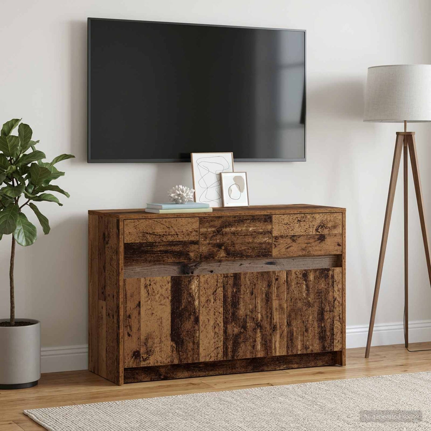 vidaXL TV Cabinet 91 x 34 x 61 cm Old Wood Engineered Wood