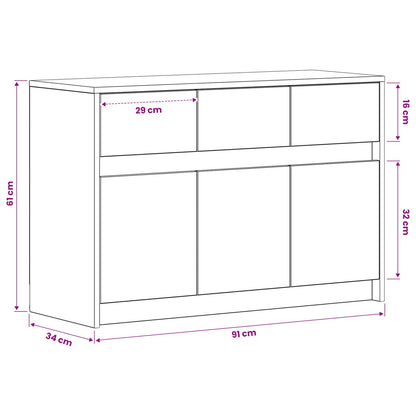 vidaXL TV Cabinet 91 x 34 x 61 cm Artisan Oak Engineered Wood