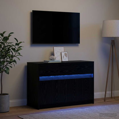 vidaXL TV Cabinet 91 x 34 x 61 cm Black Oak Engineered Wood