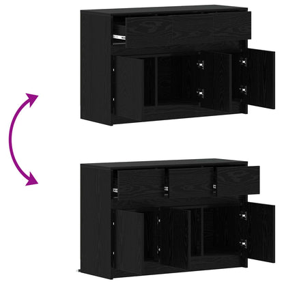vidaXL TV Cabinet 91 x 34 x 61 cm Black Oak Engineered Wood