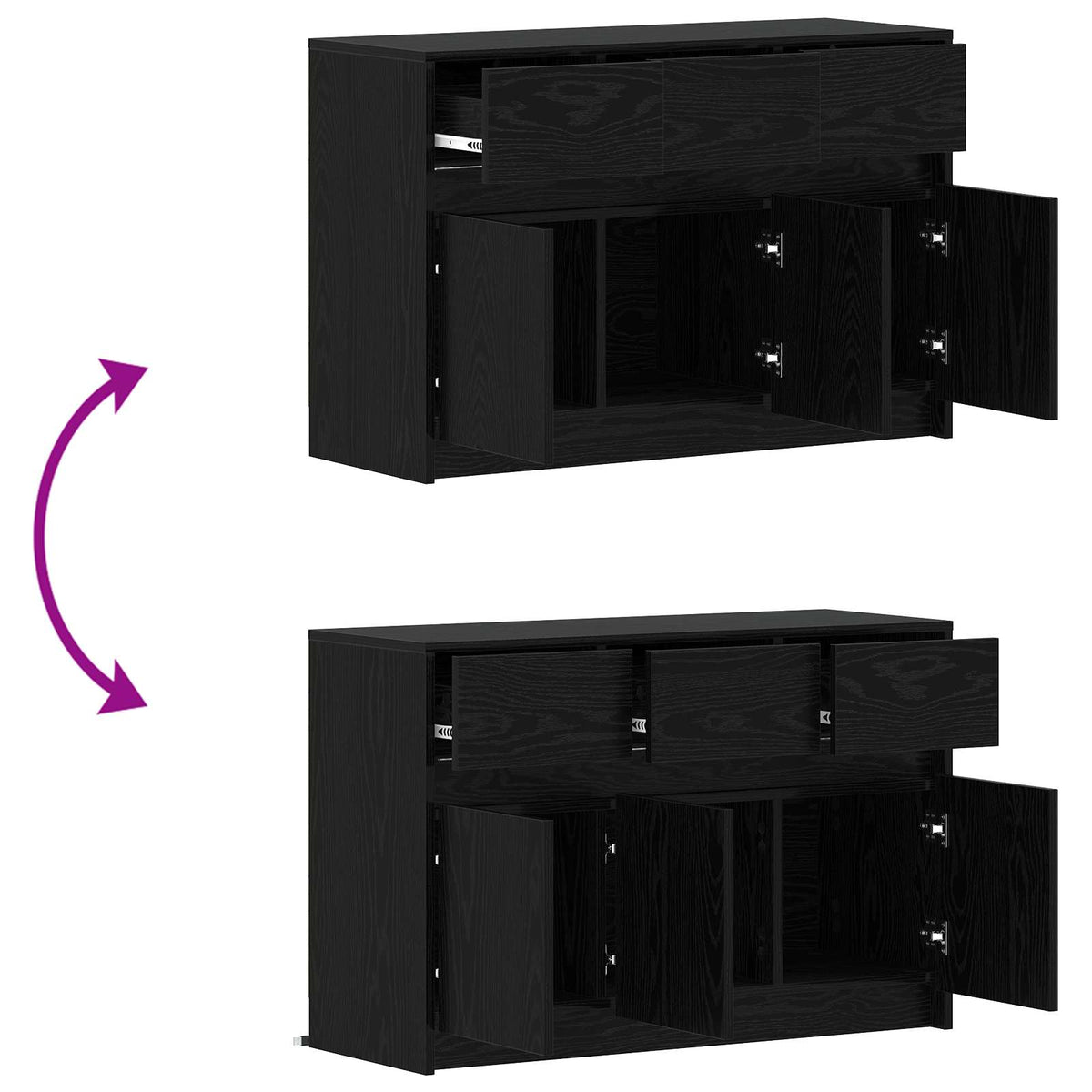 vidaXL TV Cabinet 91 x 34 x 61 cm Black Oak Engineered Wood