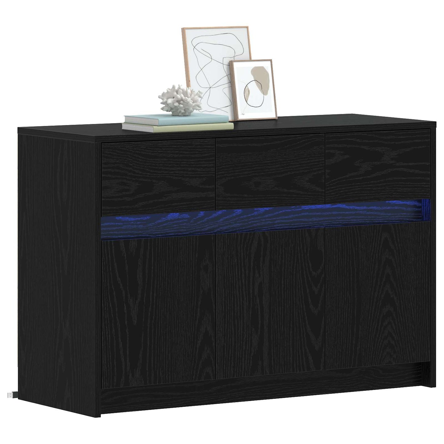 vidaXL TV Cabinet 91 x 34 x 61 cm Black Oak Engineered Wood