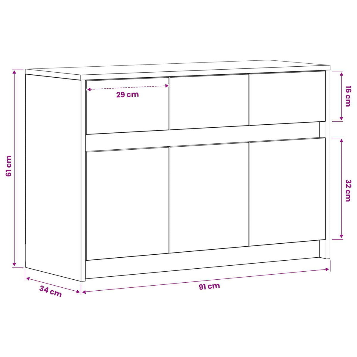 vidaXL TV Cabinet 91 x 34 x 61 cm Black Oak Engineered Wood