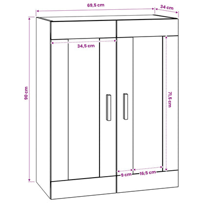vidaXL Wall Cabinet Wall-Mounted Artisan oak 69.5 x 34 x 90 cm