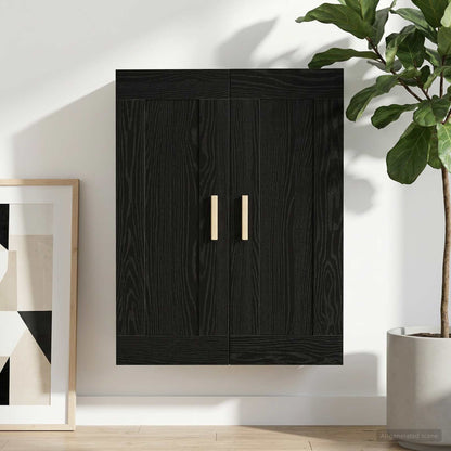vidaXL Wall Cabinet Wall-Mounted Black oak 69.5 x 34 x 90 cm