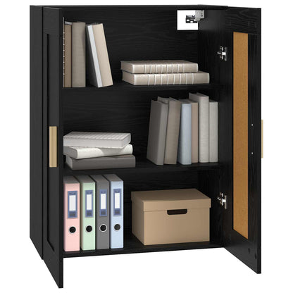 vidaXL Wall Cabinet Wall-Mounted Black oak 69.5 x 34 x 90 cm