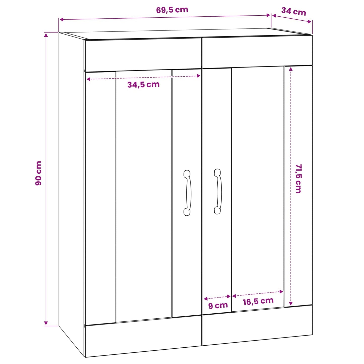vidaXL Wall Cabinet Artisan Oak 69.5 x 34 x 90 cm Engineered Wood