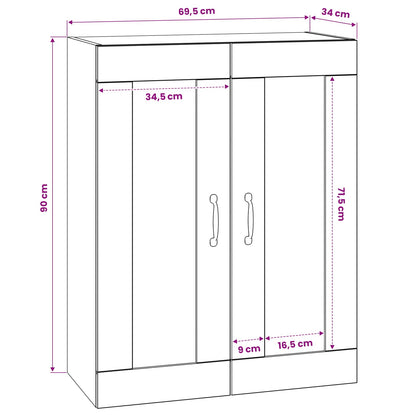 vidaXL Wall Cabinet Artisan Oak 69.5 x 34 x 90 cm Engineered Wood