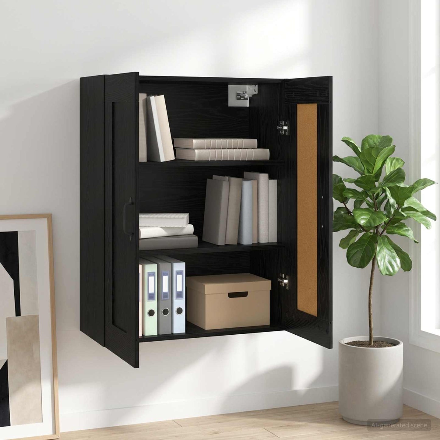 vidaXL Wall Cabinet Black Oak 69.5 x 34 x 90 cm Engineered Wood