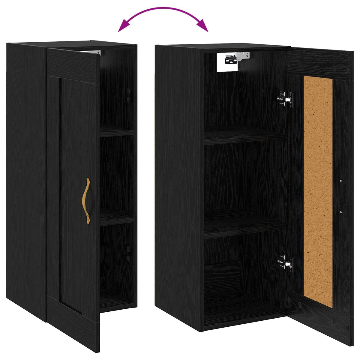 vidaXL Wall Cabinet Black Oak 34.5 x 34 x 90 cm Engineered Wood