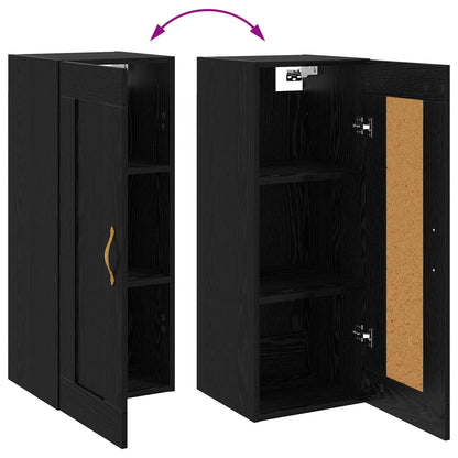vidaXL Wall Cabinet Black Oak 34.5 x 34 x 90 cm Engineered Wood
