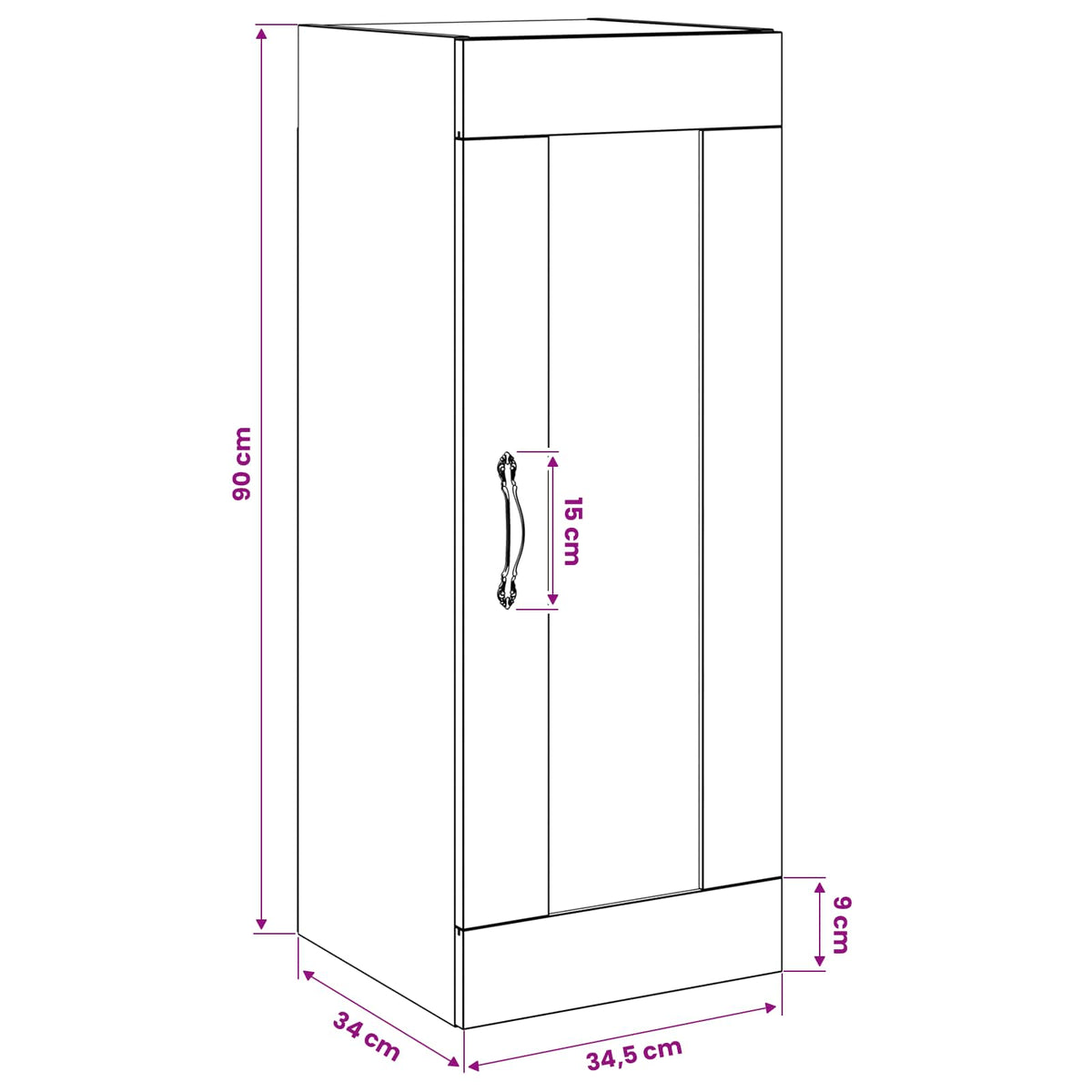 vidaXL Wall Cabinet Black Oak 34.5 x 34 x 90 cm Engineered Wood